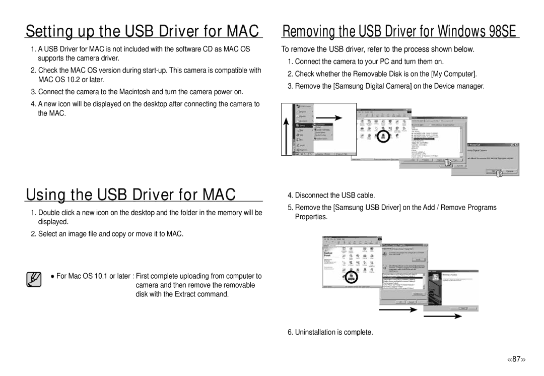 Samsung ECNV24HBBA, NV24 HD manual Using the USB Driver for MAC, Setting up the USB Driver for MAC 