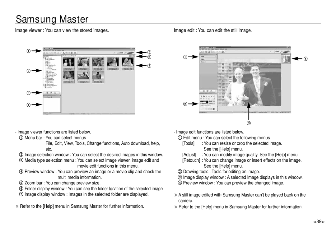 Samsung ECNV24HBBA, NV24 HD manual Image viewer You can view the stored images, Image edit You can edit the still image 