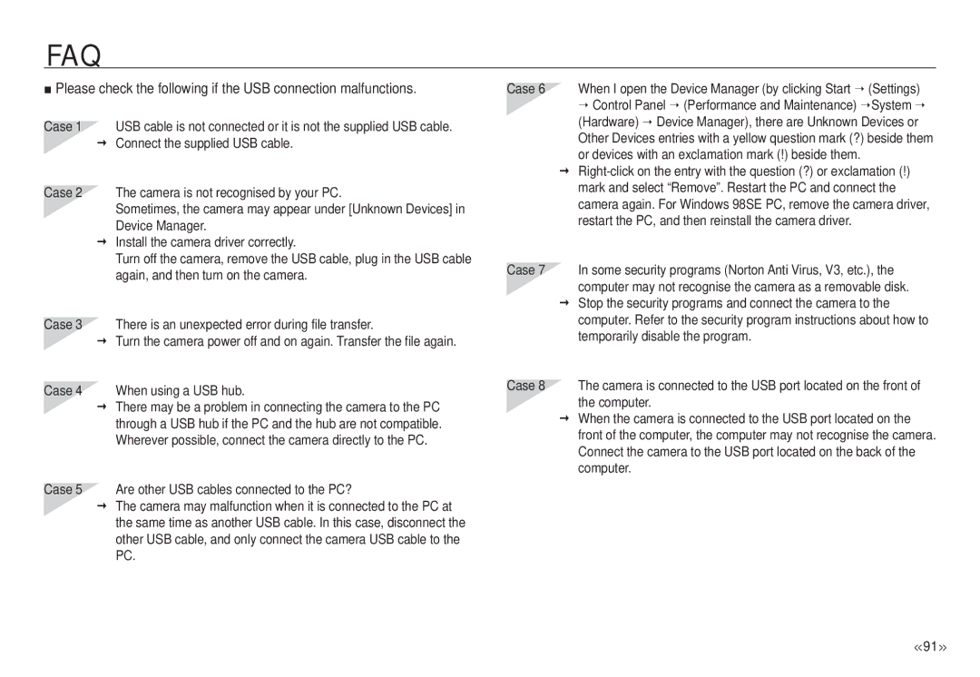 Samsung ECNV24HBBA, NV24 HD manual Faq 