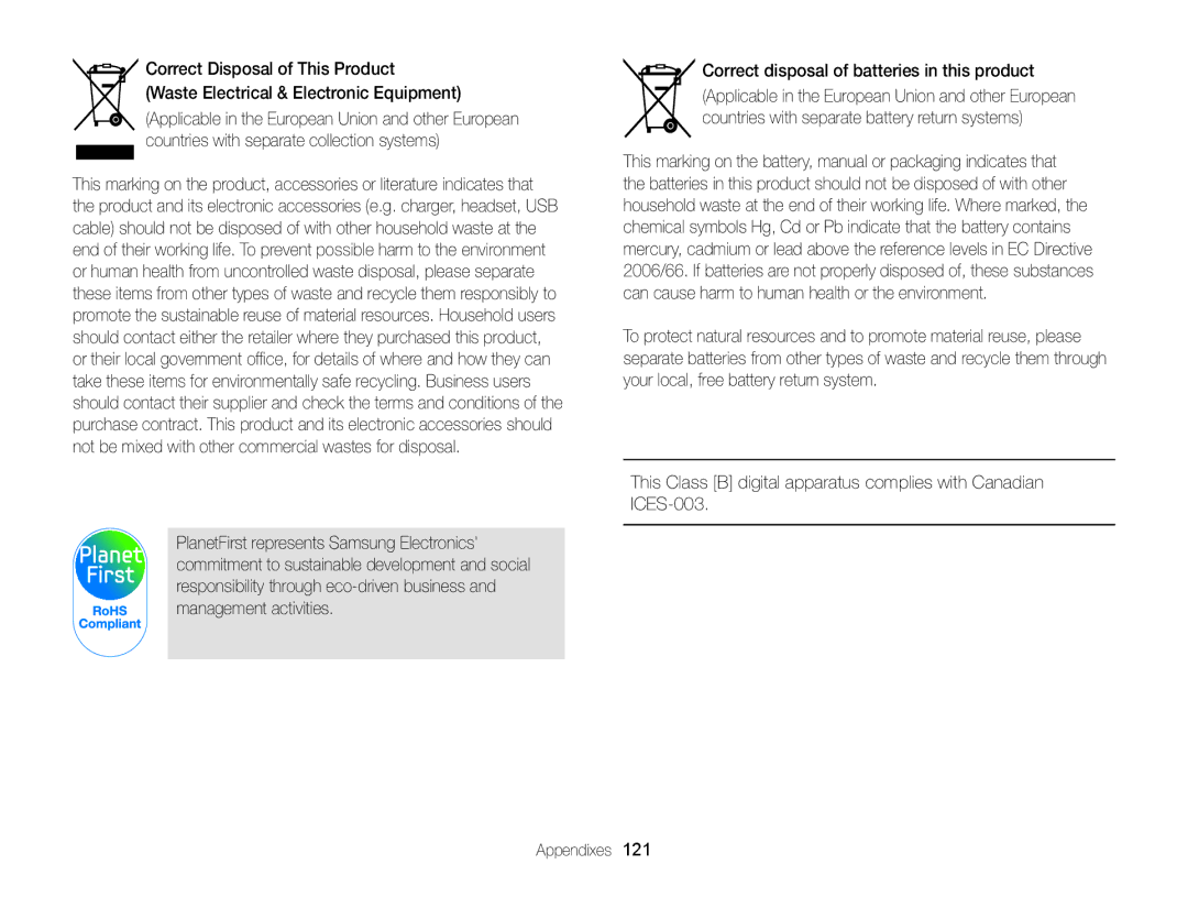 Samsung ECPL170 user manual Correct Disposal of This Product 