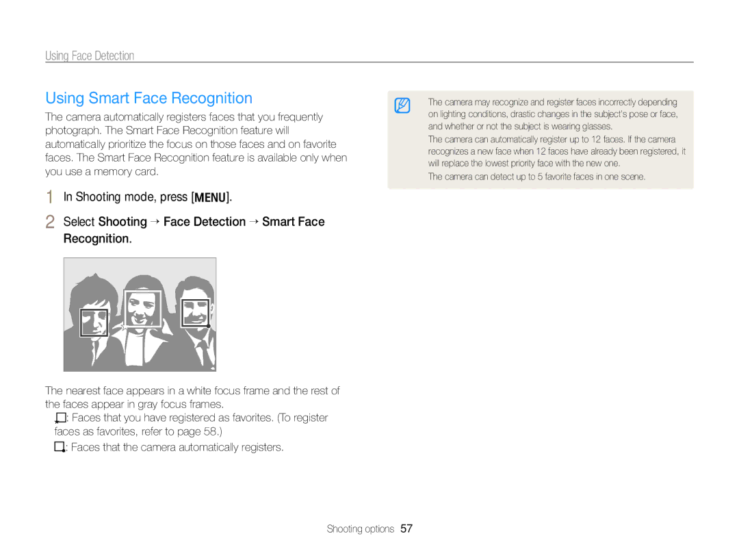 Samsung ECPL170 user manual Using Smart Face Recognition 