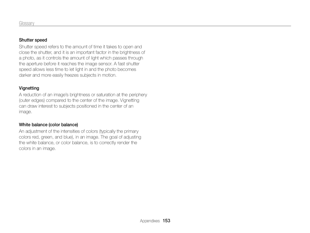 Samsung ECSH100ZBPRUS user manual Shutter speed 