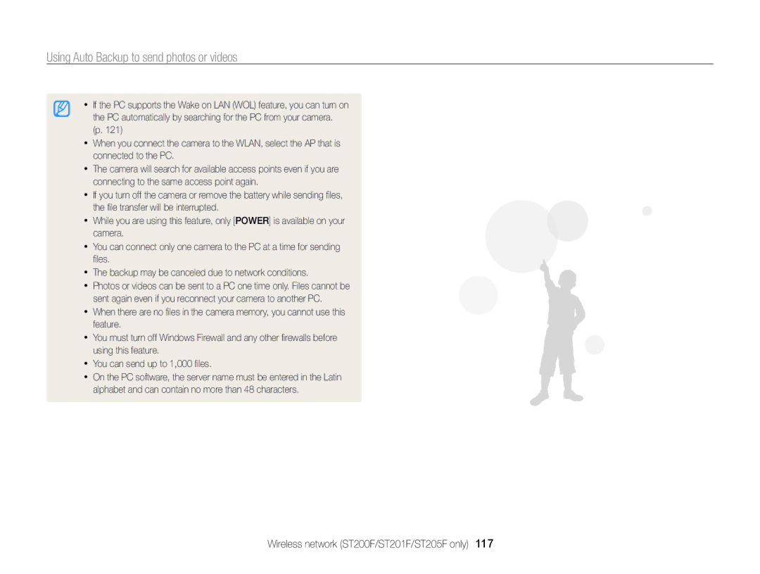 Samsung ECST200FBPLUS user manual Using Auto Backup to send photos or videos 