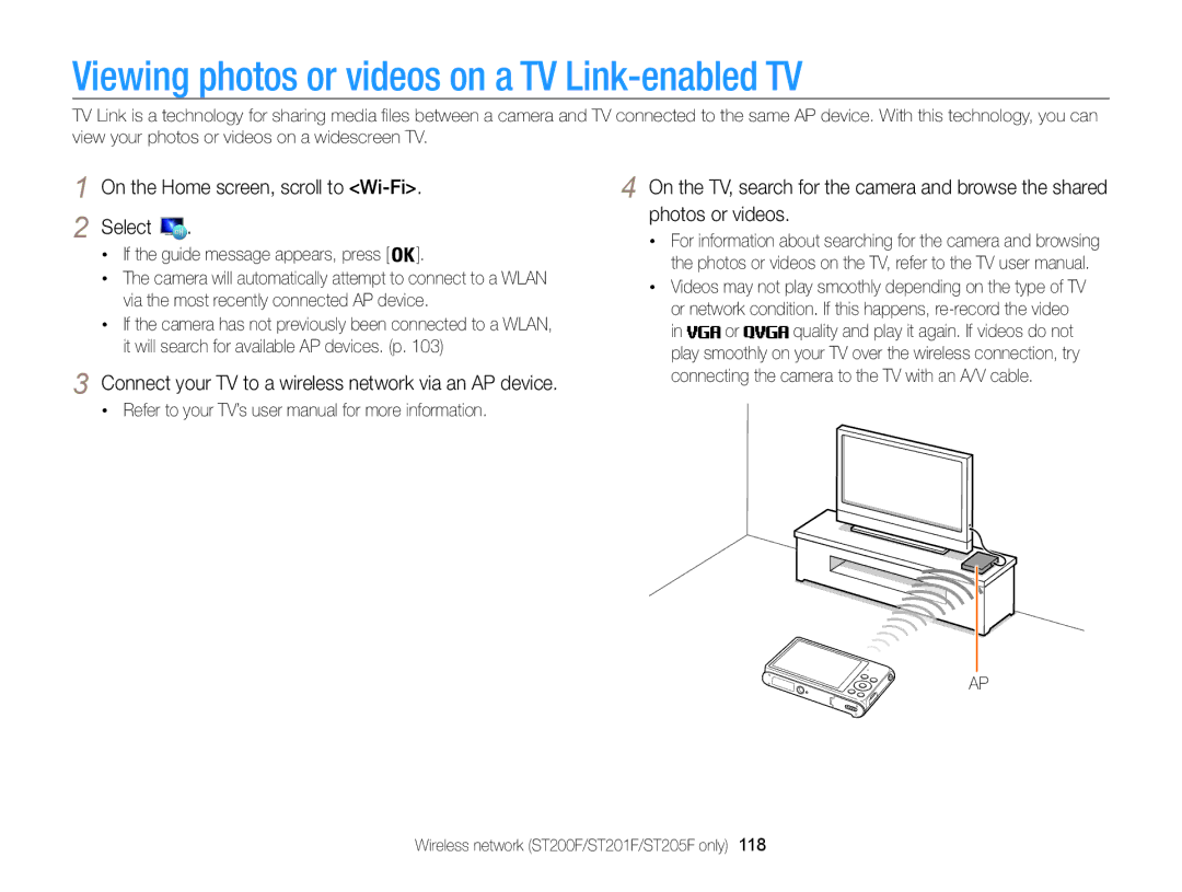 Samsung ECST200FBPLUS Viewing photos or videos on a TV Link-enabled TV, On the Home screen, scroll to Wi-Fi Select 