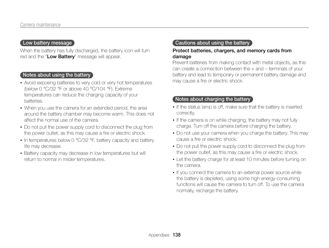 Samsung ECST200FBPLUS user manual Low battery message 