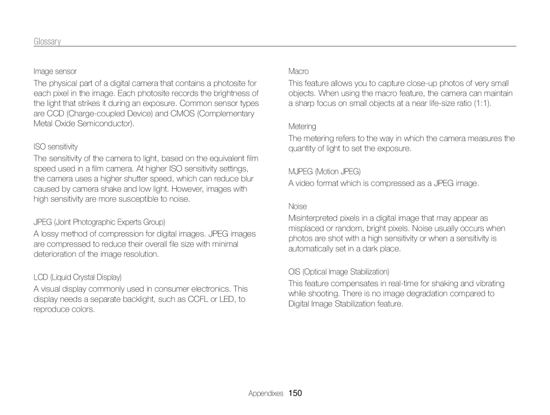 Samsung ECST200FBPLUS user manual Glossary 