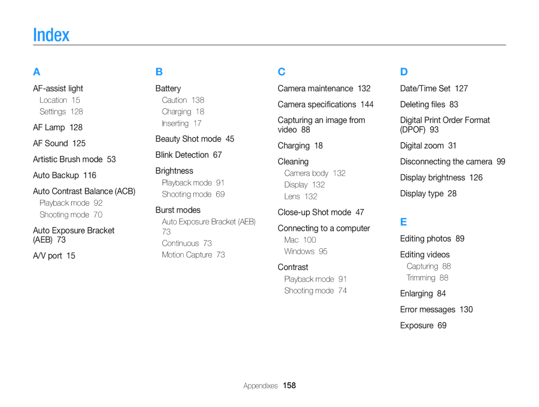 Samsung ECST200FBPLUS user manual Index 