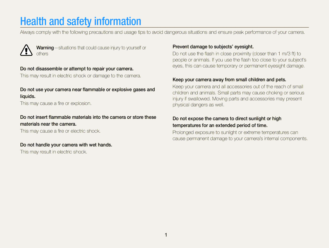 Samsung ECST200FBPLUS user manual Health and safety information 