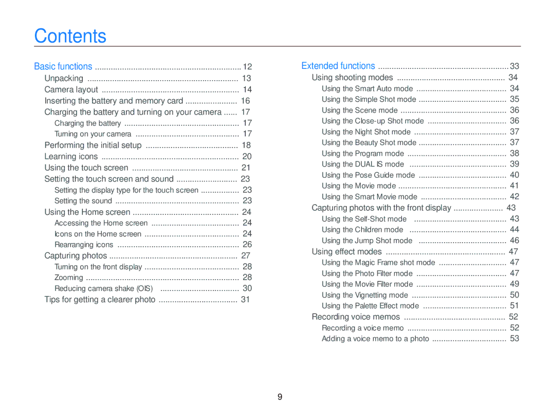 Samsung ECST700, EC-ST700ZBPBUS user manual Contents 