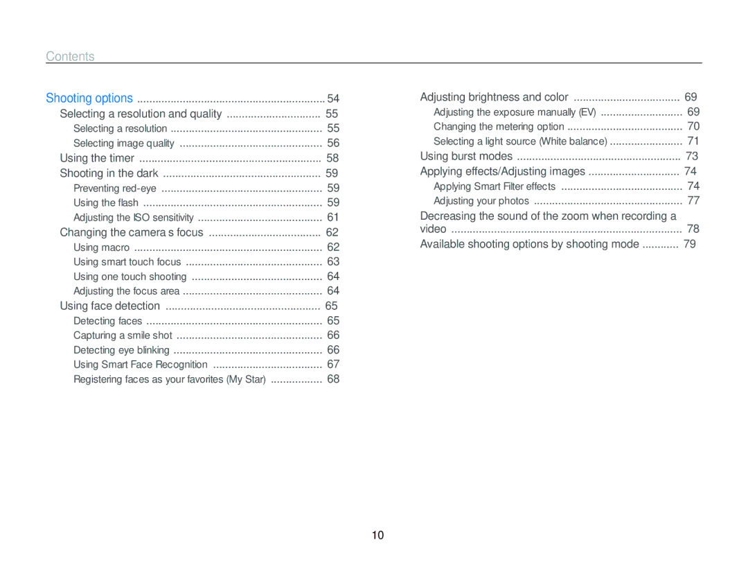 Samsung EC-ST700ZBPBUS, ECST700 user manual Contents 