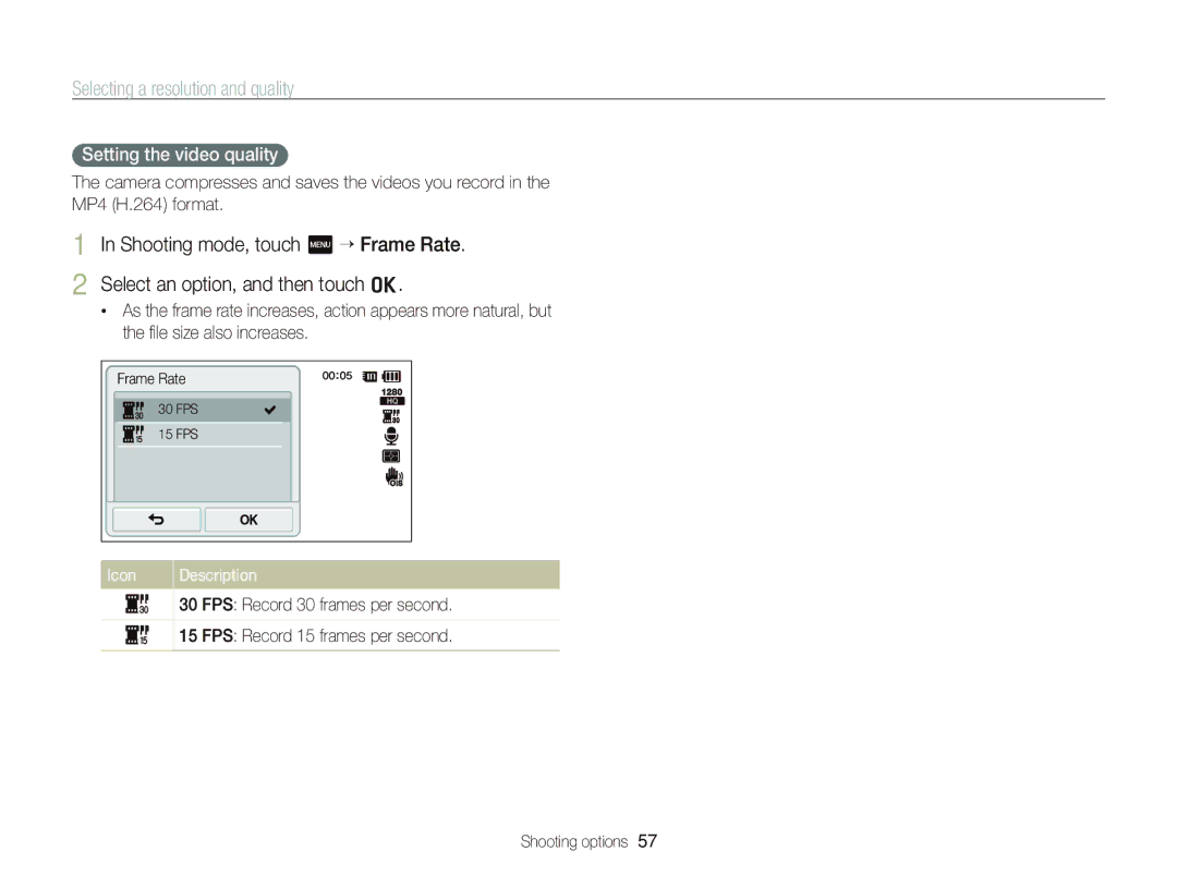 Samsung ECST700, EC-ST700ZBPBUS user manual Setting the video quality 