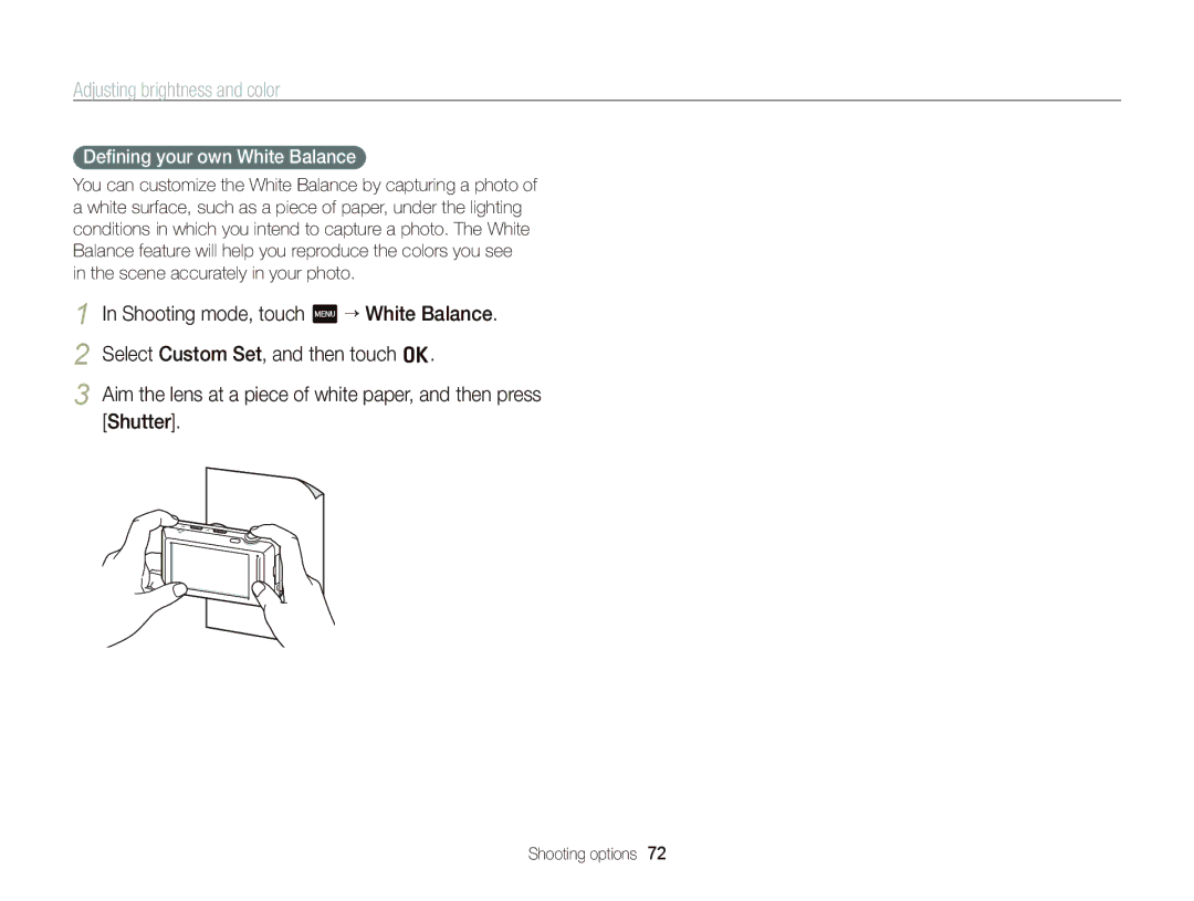 Samsung EC-ST700ZBPBUS, ECST700 user manual Deﬁning your own White Balance 