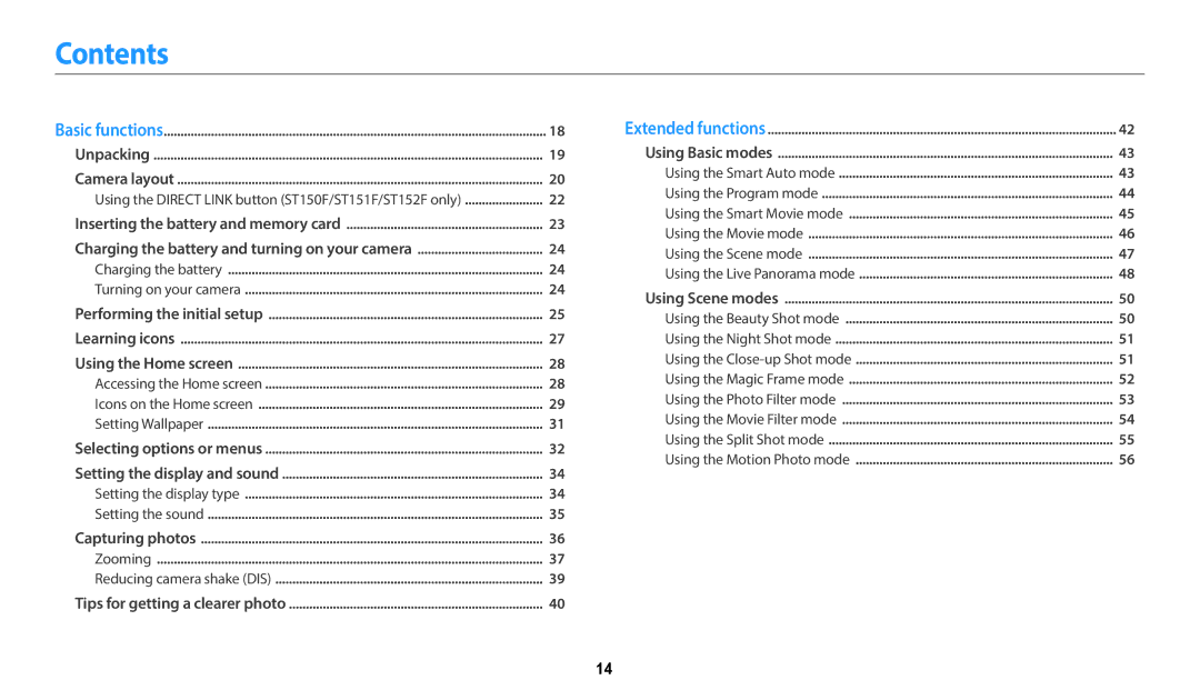 Samsung ECST72ZZBPWUS user manual Contents 