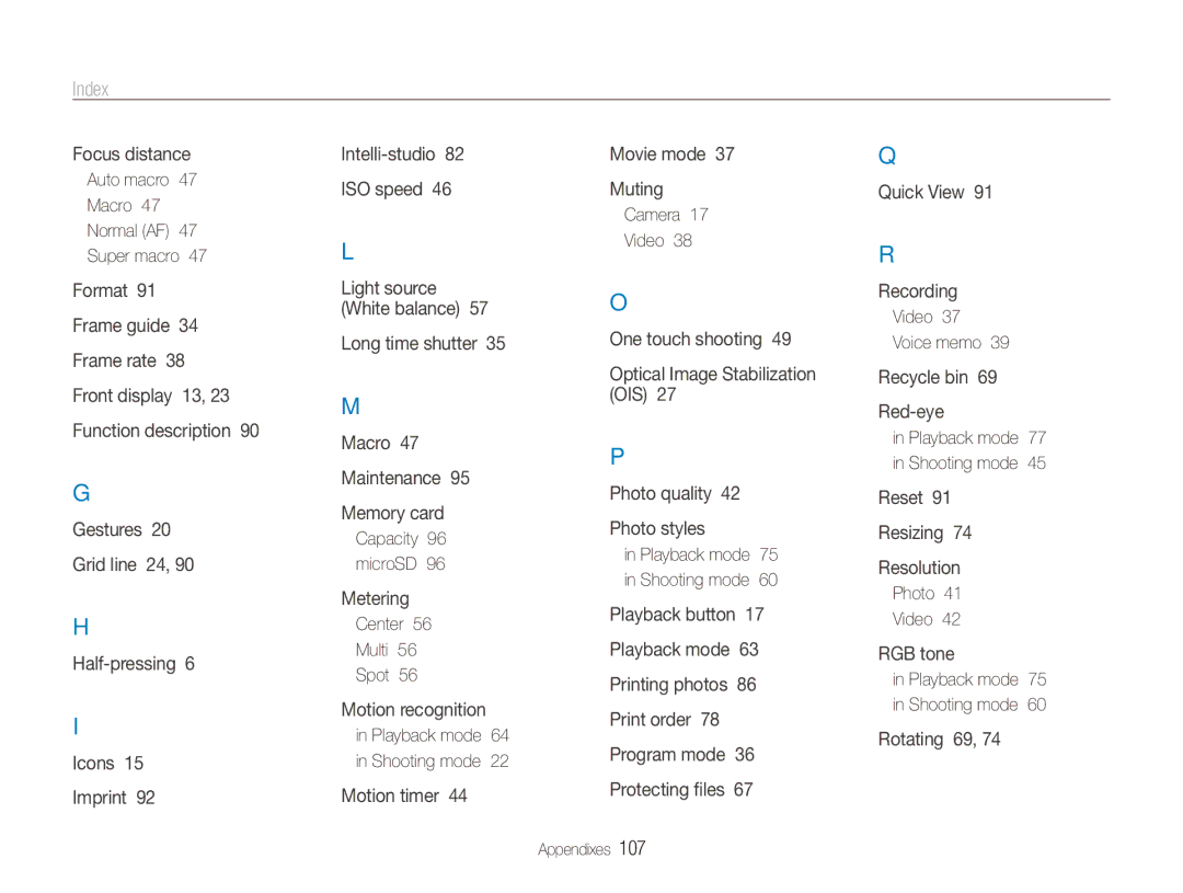 Samsung ECTL220ZBPUUS user manual Index 