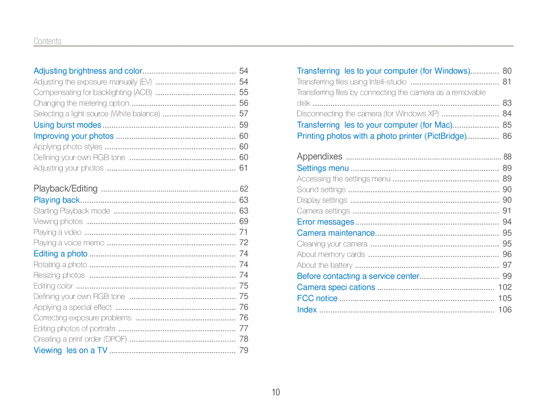 Samsung ECTL220ZBPUUS user manual Contents 