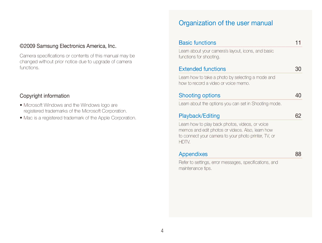 Samsung ECTL220ZBPUUS user manual Samsung Electronics America, Inc, Copyright information 