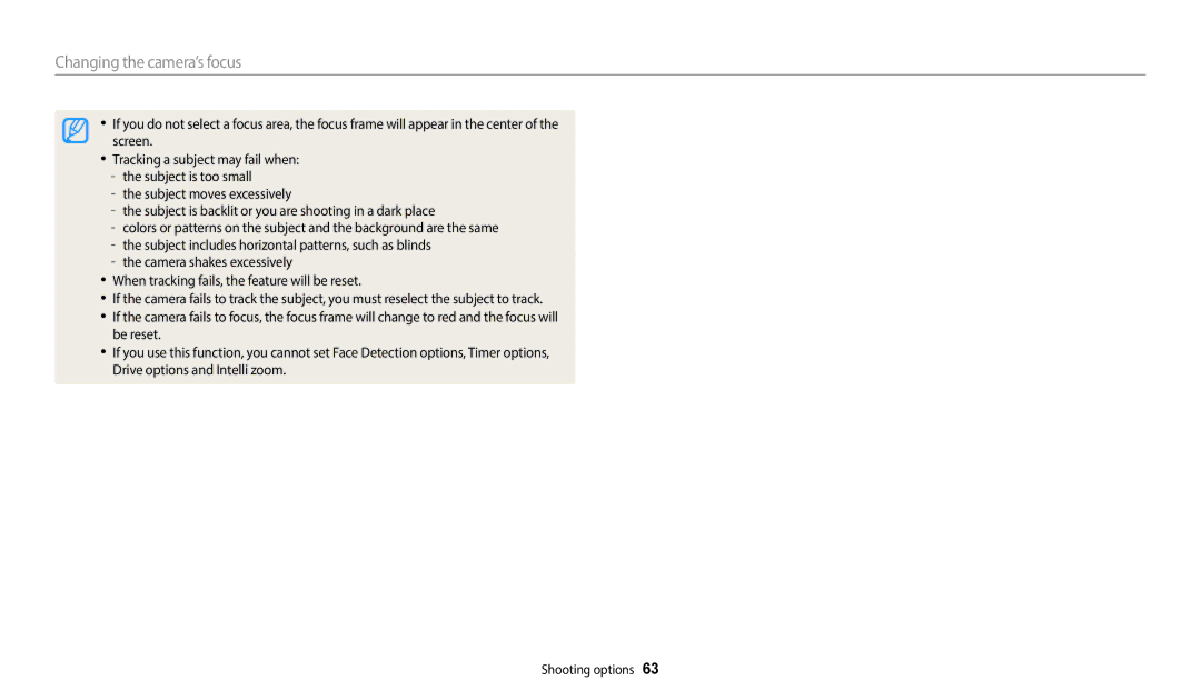 Samsung ECWB1100BPBUS, ECWB1100BPRUS, EC-WB1100BPBUS, EC-WB1100BPRUS user manual Changing the camera’s focus 