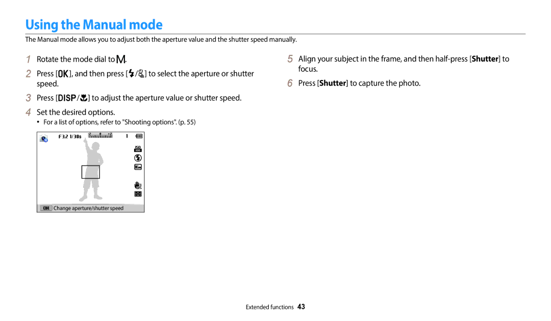 Samsung EC-WB2100BPRUS, ECWB2100BPBUS, EC-WB2100BPBUS user manual Using the Manual mode 