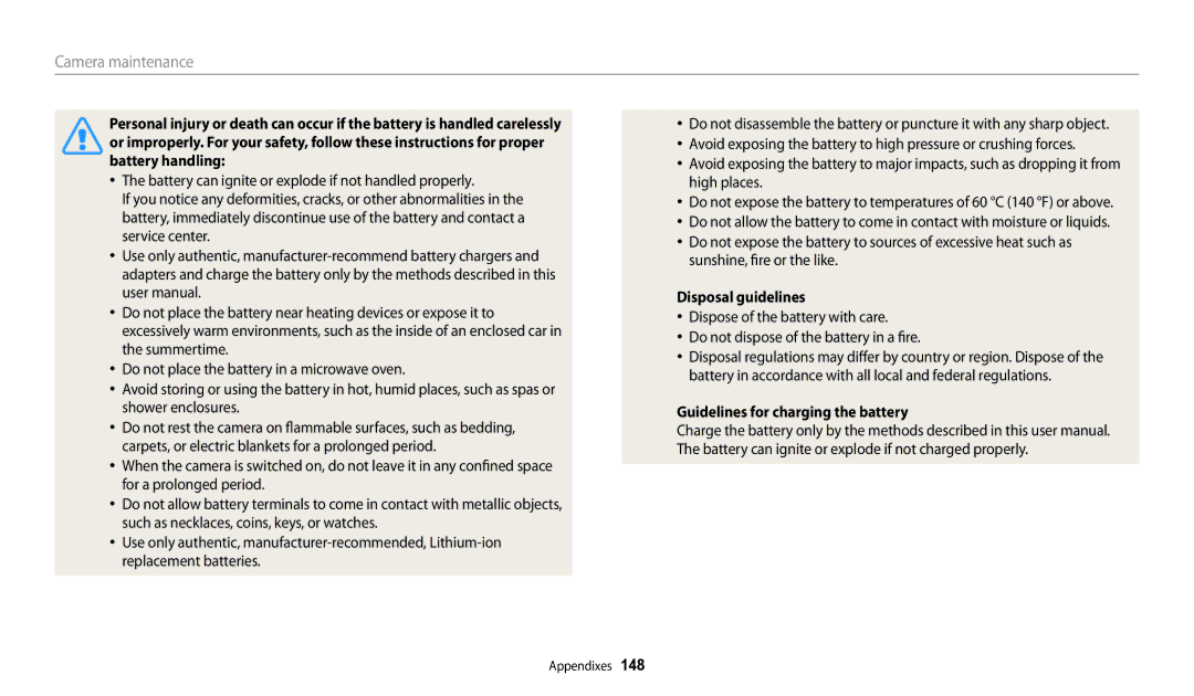 Samsung EC-WB250FBPWUS, ECWB250FFPRUS, ECWB250FFPAUS, ECWB250FFPWUS Disposal guidelines, Guidelines for charging the battery 