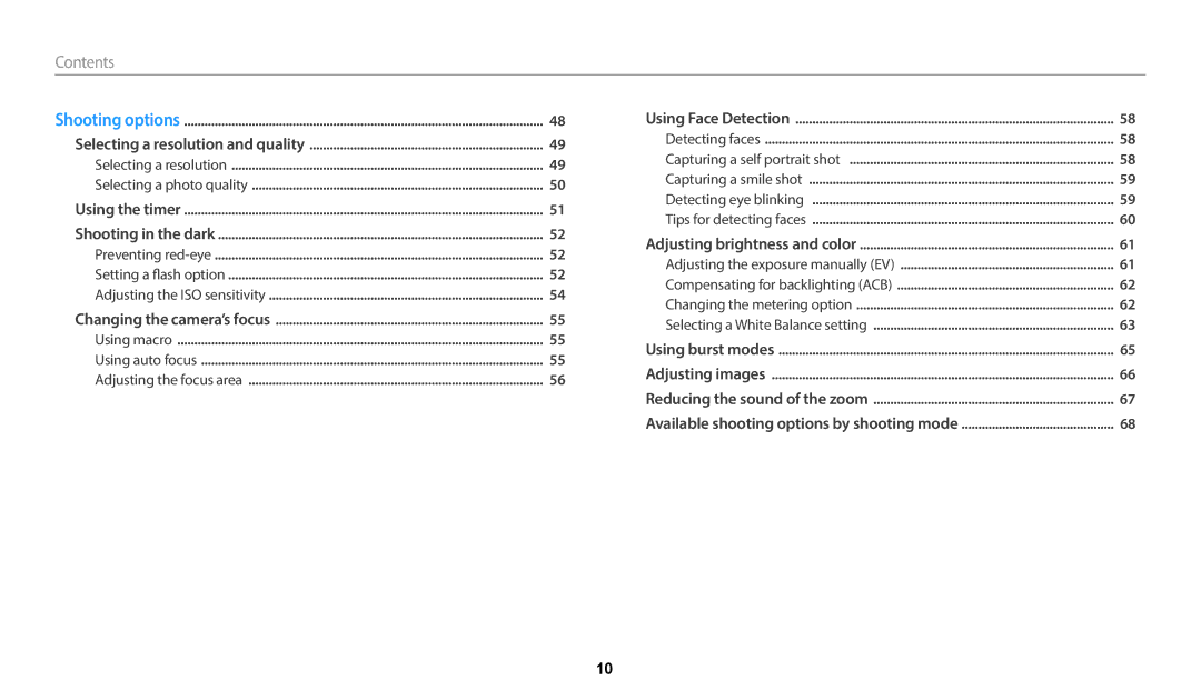 Samsung ECWB35FZBPLUS, ECWB35FZBPRUS, ECWB35FZBPWUS, ECWB35FZBPBUS, EC-WB35FZBPWUS, EC-WB35FZBPBUS, EC-WB35FZBPLUS Contents﻿ 