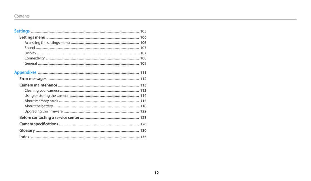 Samsung EC-WB35FZBPBUS, ECWB35FZBPRUS, ECWB35FZBPWUS, ECWB35FZBPBUS, ECWB35FZBPLUS, EC-WB35FZBPWUS, EC-WB35FZBPLUS Contents 