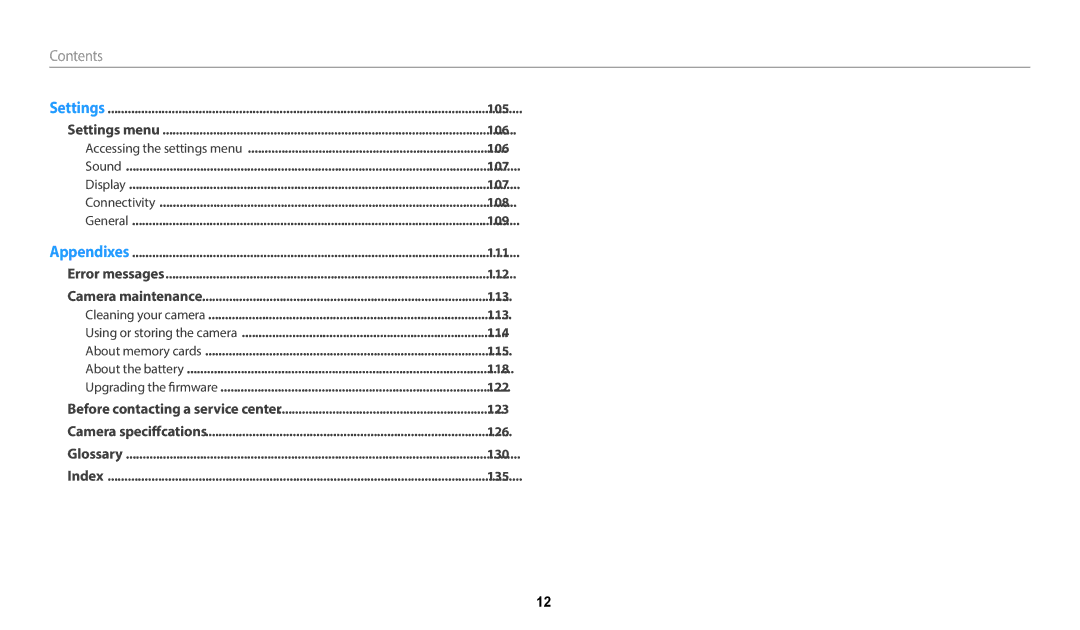 Samsung ECWB50FZBPWUS, ECWB50FZBPBUS, EC-WB50FZBPRUS, EC-WB50FZBPWUS, ECWB50FZBPRUS, EC-WB50FZBPBUS user manual Contents 