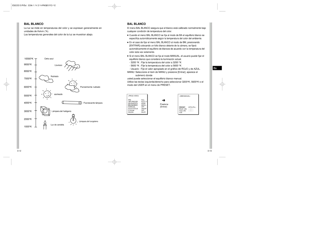 Samsung ED2250S/P manual BAL Blanco 