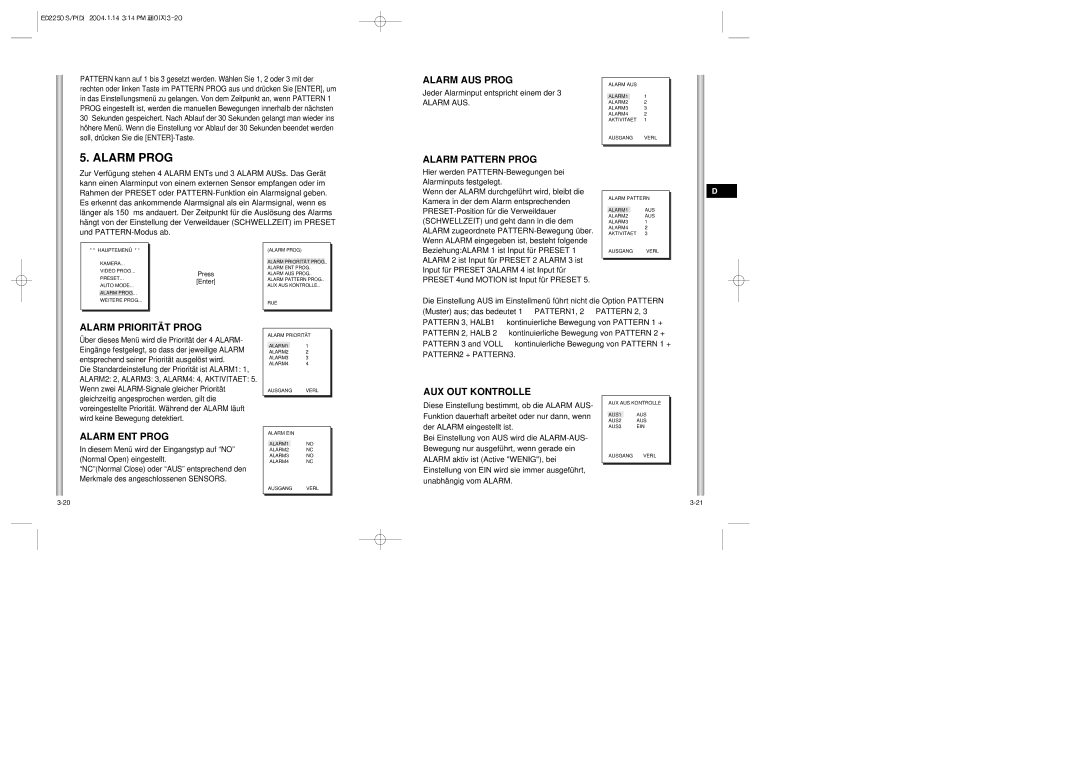 Samsung ED2250S/P manual Alarm Prog 