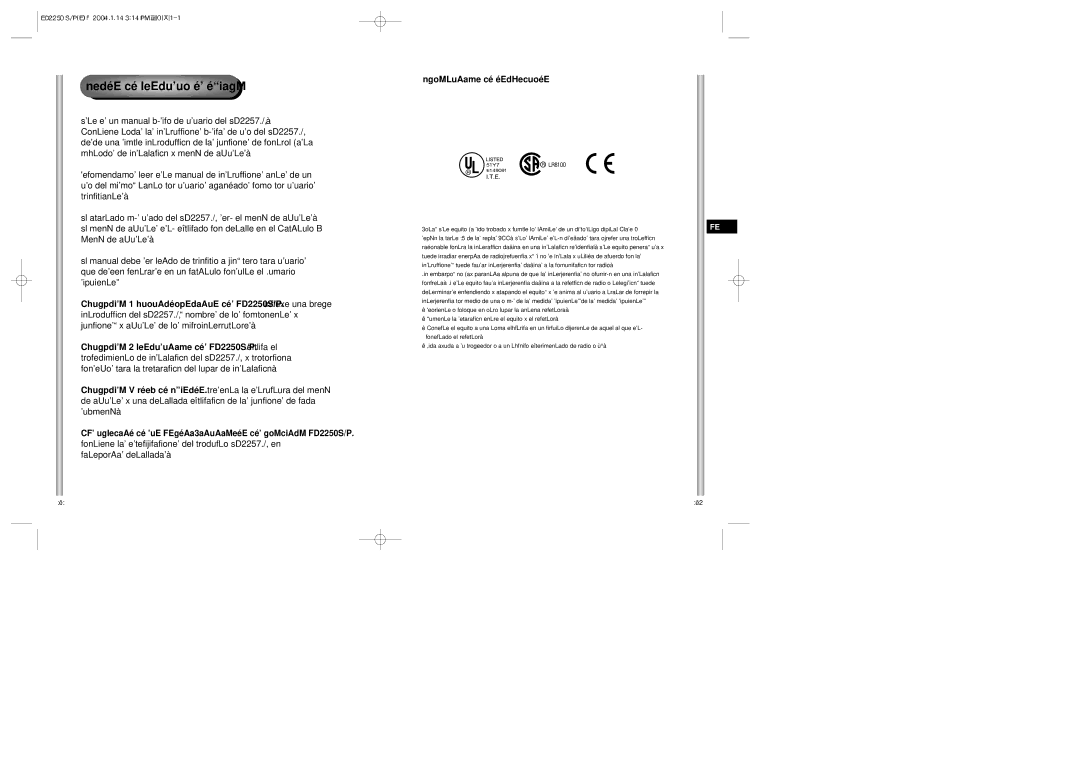 Samsung ED2250S/P manual Antes de Instalar el equipo, Capítulo 3 Menú de Ajustes, Aprobación de estándares 