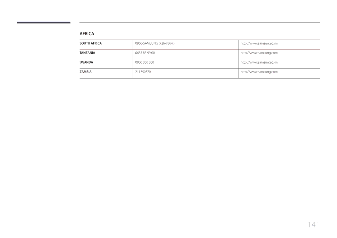 Samsung ED55C, ED65C, ED46C, ED32C, ED40C user manual 141, 0685 88 99, 0800 300, 211350370 