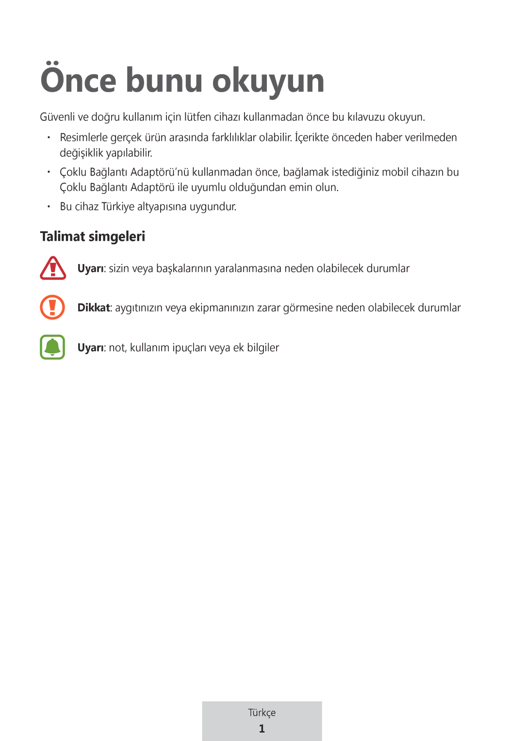 Samsung EE-P5000BBEGWW, EE-P5000BBRGRU manual Önce bunu okuyun 