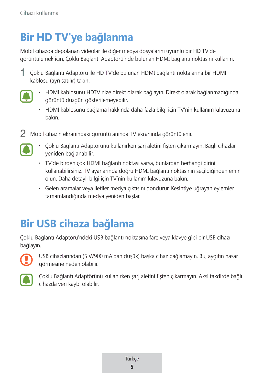 Samsung EE-P5000BBEGWW, EE-P5000BBRGRU manual Bir HD TVye bağlanma 