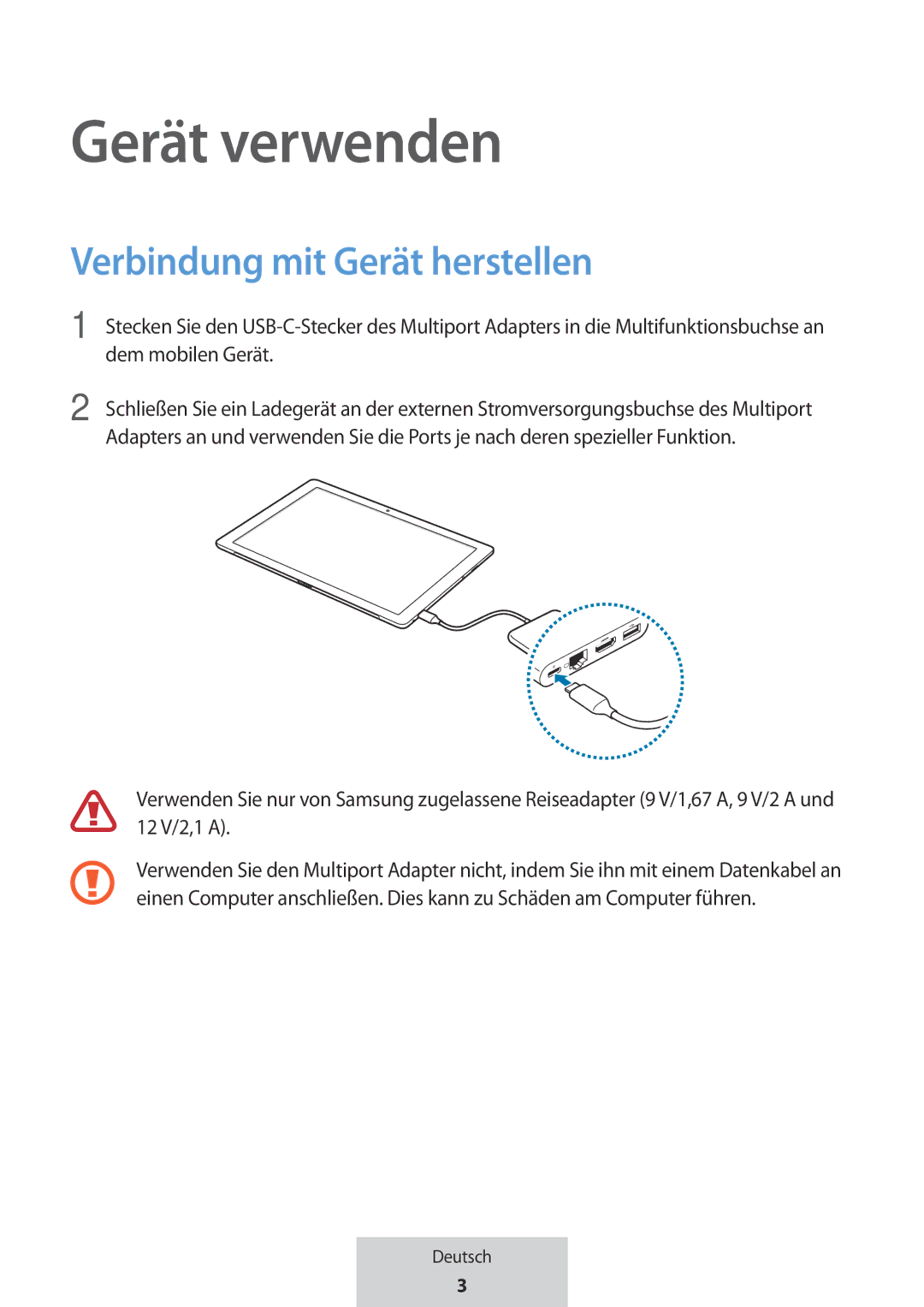 Samsung EE-P5000BBRGRU, EE-P5000BBEGWW manual Gerät verwenden, Verbindung mit Gerät herstellen 