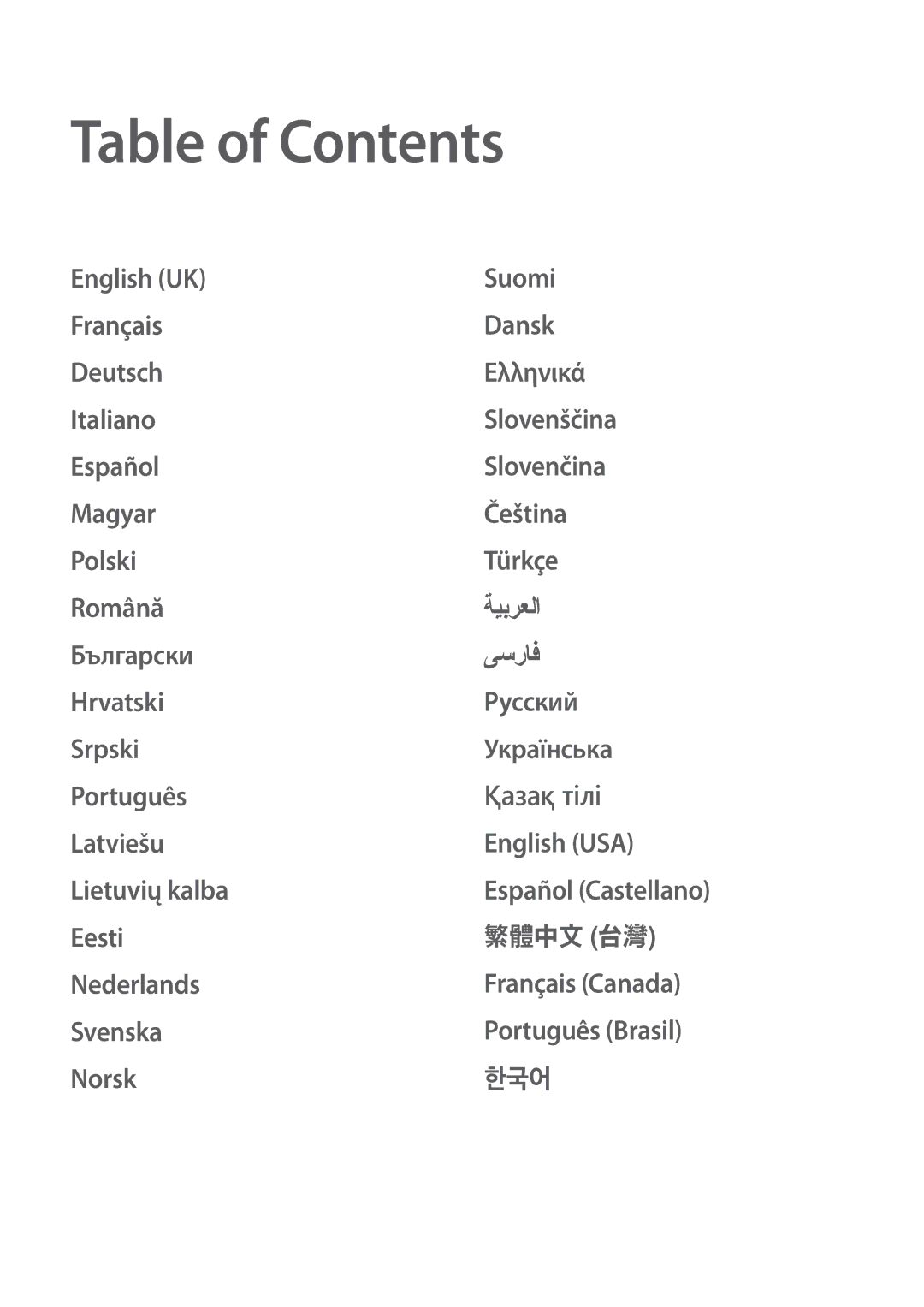 Samsung EE-P5000BBEGWW, EE-P5000BBRGRU manual Table of Contents 