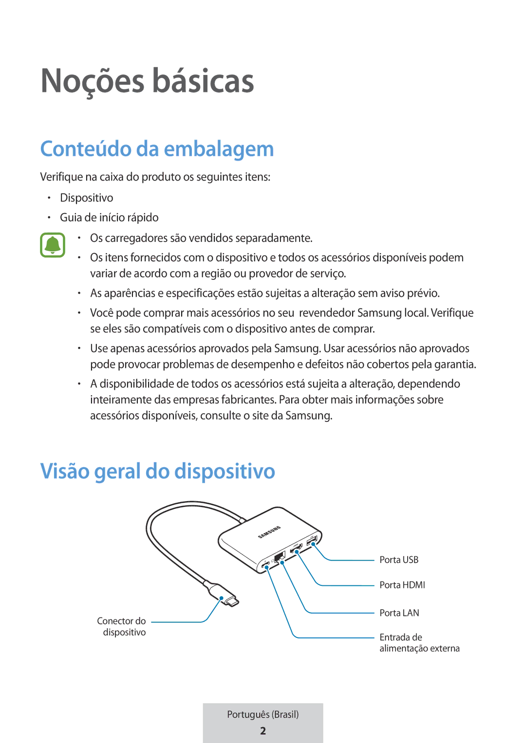 Samsung EE-P5000BBEGWW, EE-P5000BBRGRU manual Noções básicas, Visão geral do dispositivo 