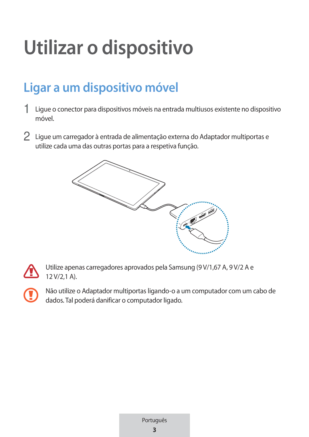 Samsung EE-P5000BBEGWW, EE-P5000BBRGRU manual Utilizar o dispositivo, Ligar a um dispositivo móvel 