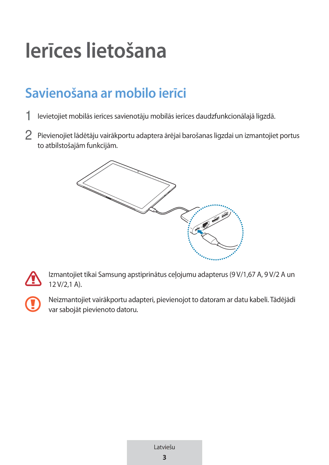 Samsung EE-P5000BBRGRU, EE-P5000BBEGWW manual Ierīces lietošana, Savienošana ar mobilo ierīci 