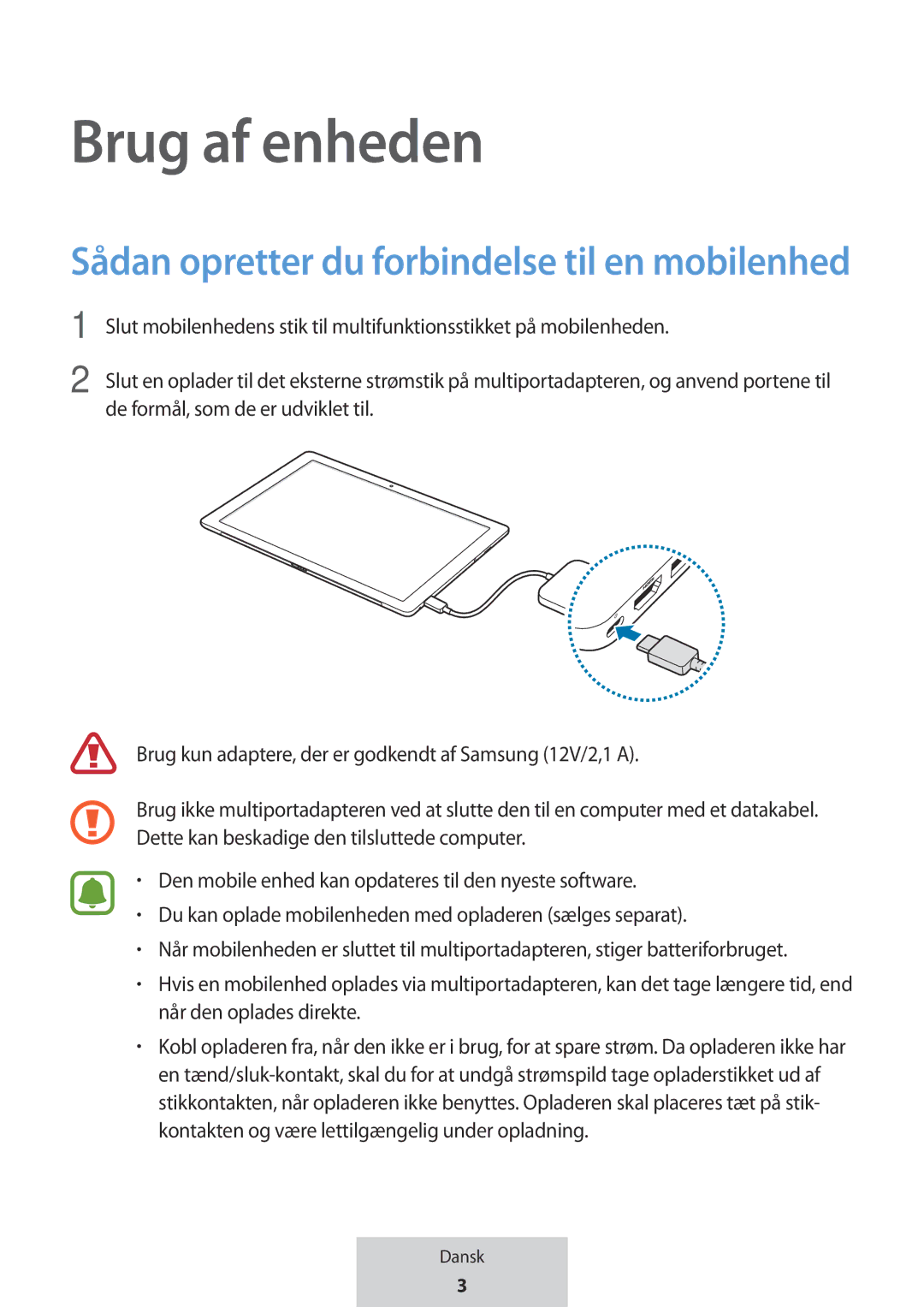 Samsung EE-PW700BBEGWW, EE-PW700BWEGWW manual Brug af enheden, Sådan opretter du forbindelse til en mobilenhed 