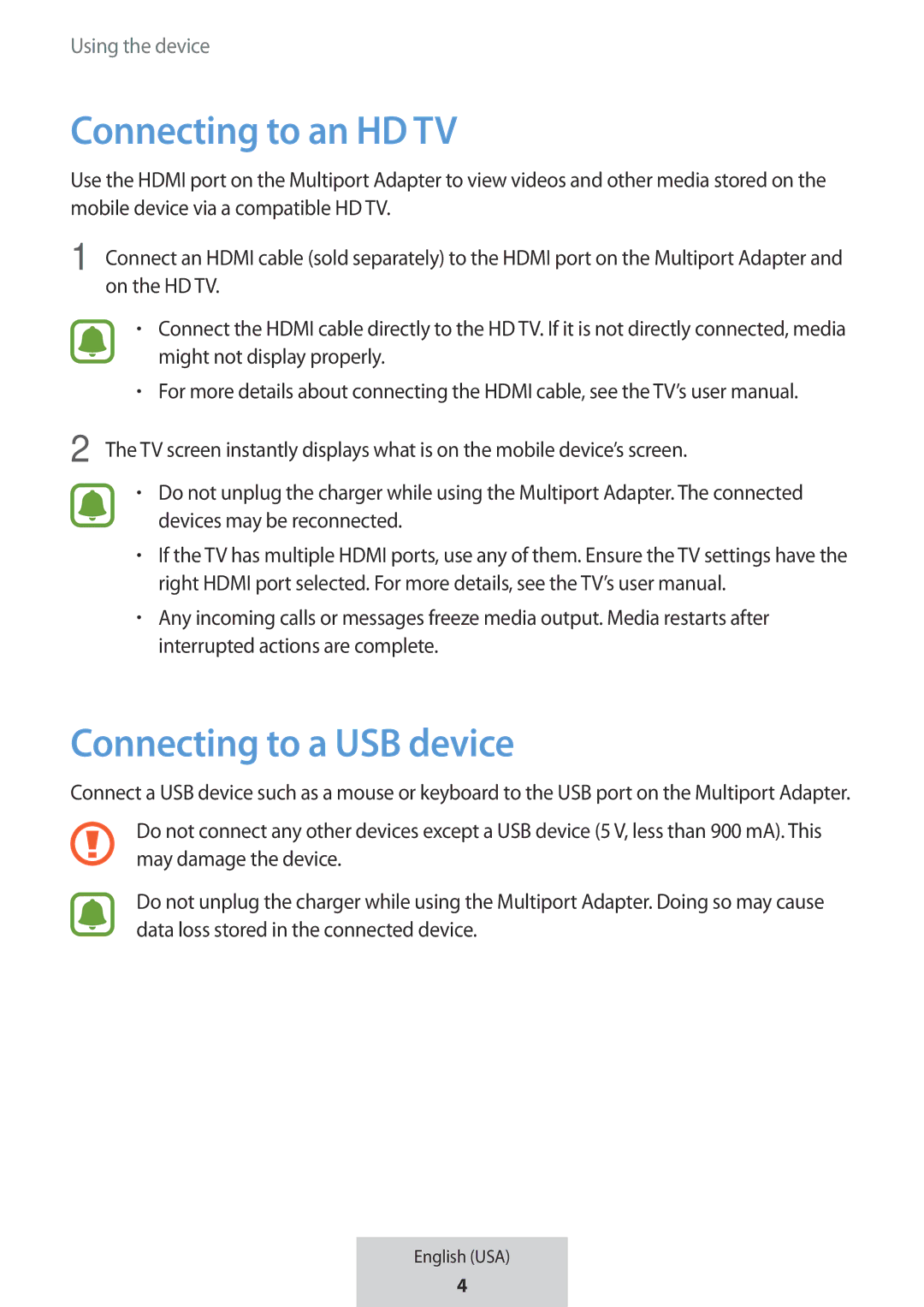 Samsung EE-PW700BWEGWW, EE-PW700BBEGWW manual Connecting to an HD TV 