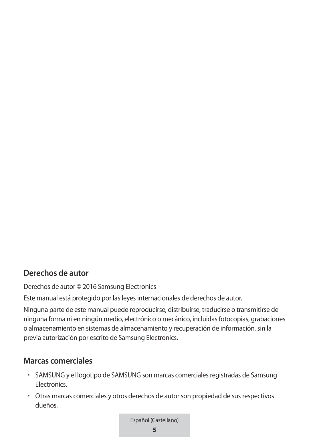 Samsung EE-PW700BWEGWW, EE-PW700BBEGWW manual Derechos de autor, Marcas comerciales 