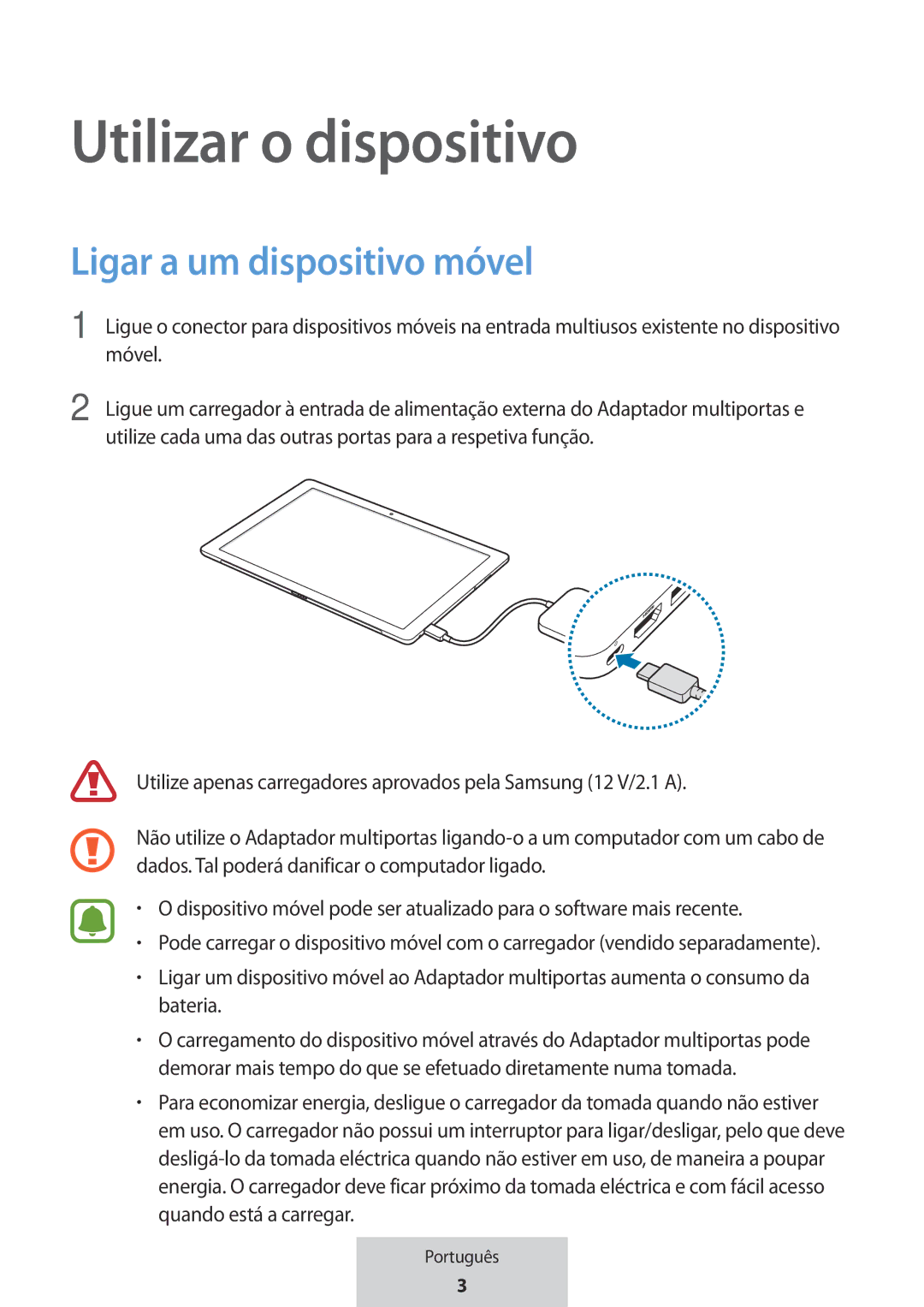 Samsung EE-PW700BBEGWW, EE-PW700BWEGWW manual Utilizar o dispositivo, Ligar a um dispositivo móvel 