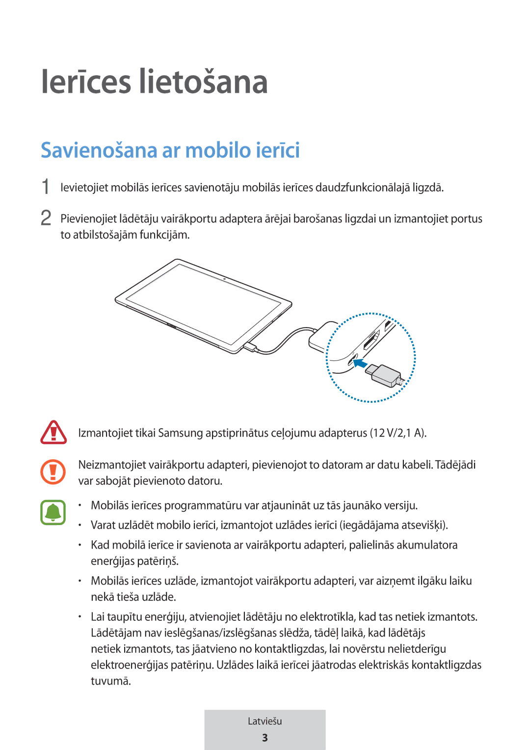 Samsung EE-PW700BWEGWW, EE-PW700BBEGWW manual Ierīces lietošana, Savienošana ar mobilo ierīci 