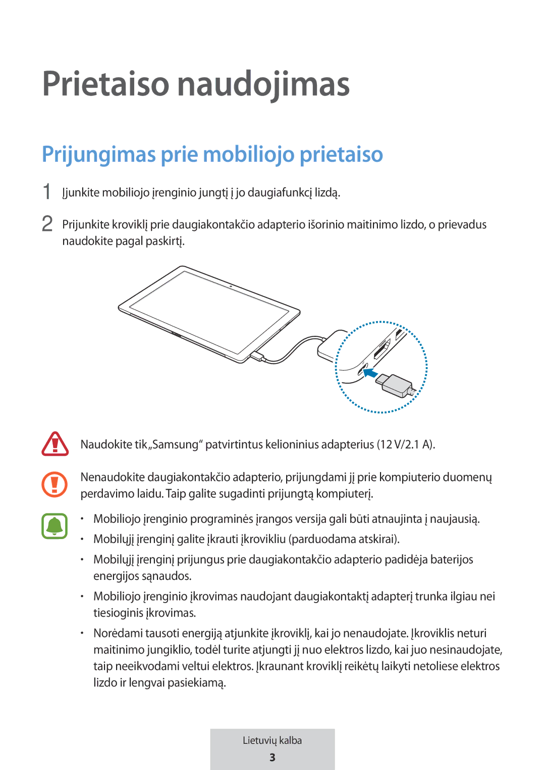 Samsung EE-PW700BBEGWW, EE-PW700BWEGWW manual Prietaiso naudojimas, Prijungimas prie mobiliojo prietaiso 