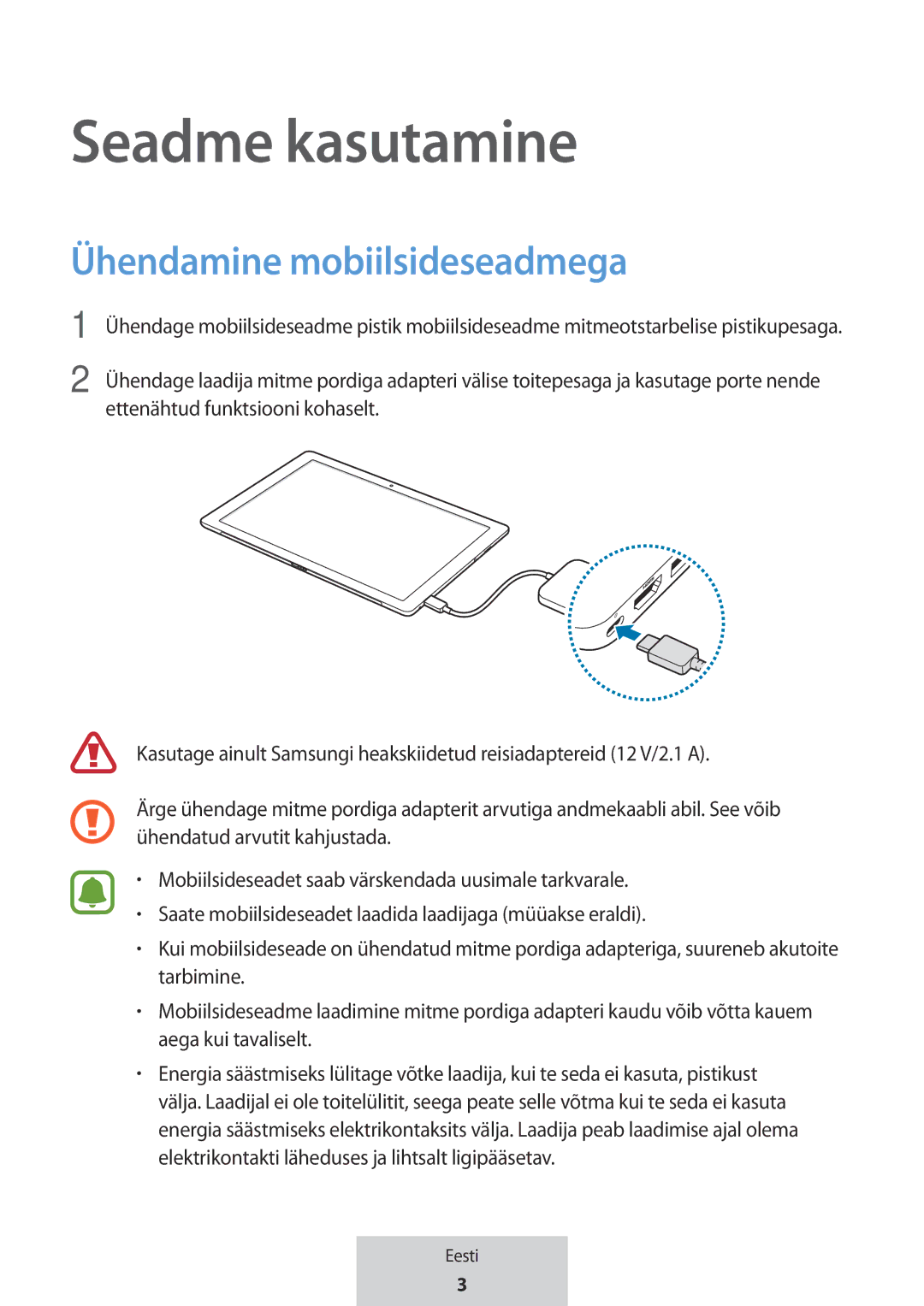 Samsung EE-PW700BWEGWW, EE-PW700BBEGWW manual Seadme kasutamine, Ühendamine mobiilsideseadmega 