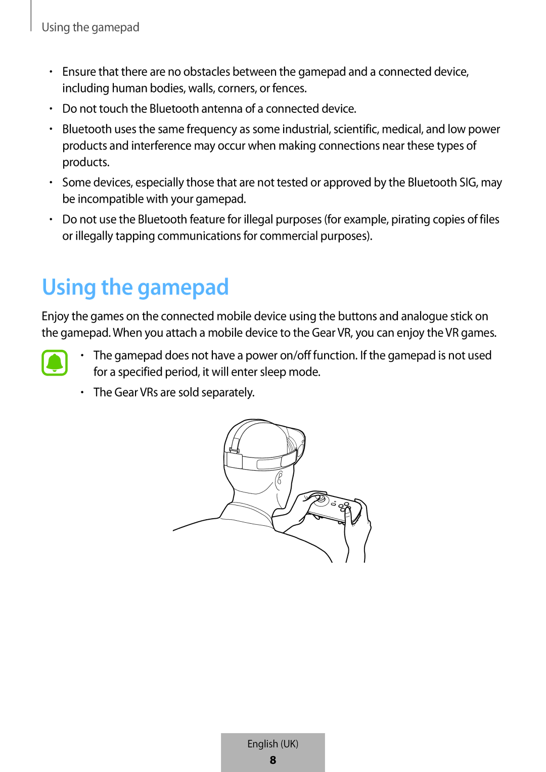 Samsung EI-YP322BBEGWW manual Using the gamepad 