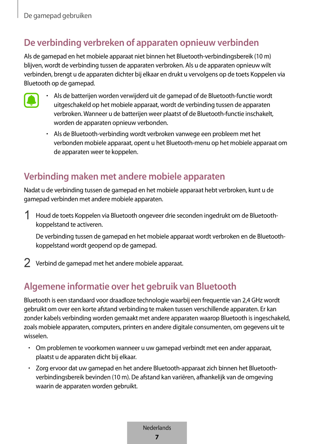 Samsung EI-YP322BBEGWW manual De verbinding verbreken of apparaten opnieuw verbinden 