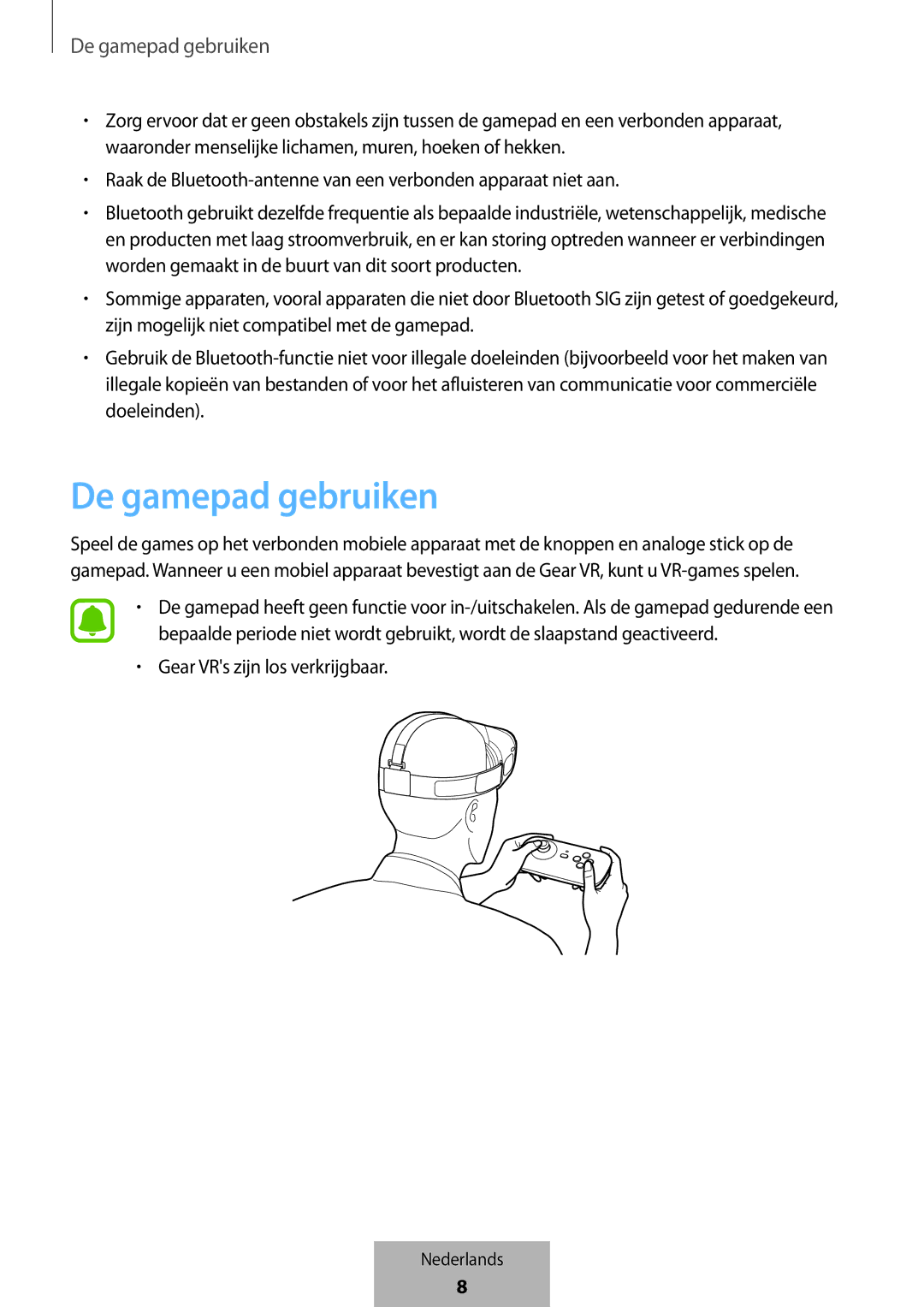 Samsung EI-YP322BBEGWW manual De gamepad gebruiken 