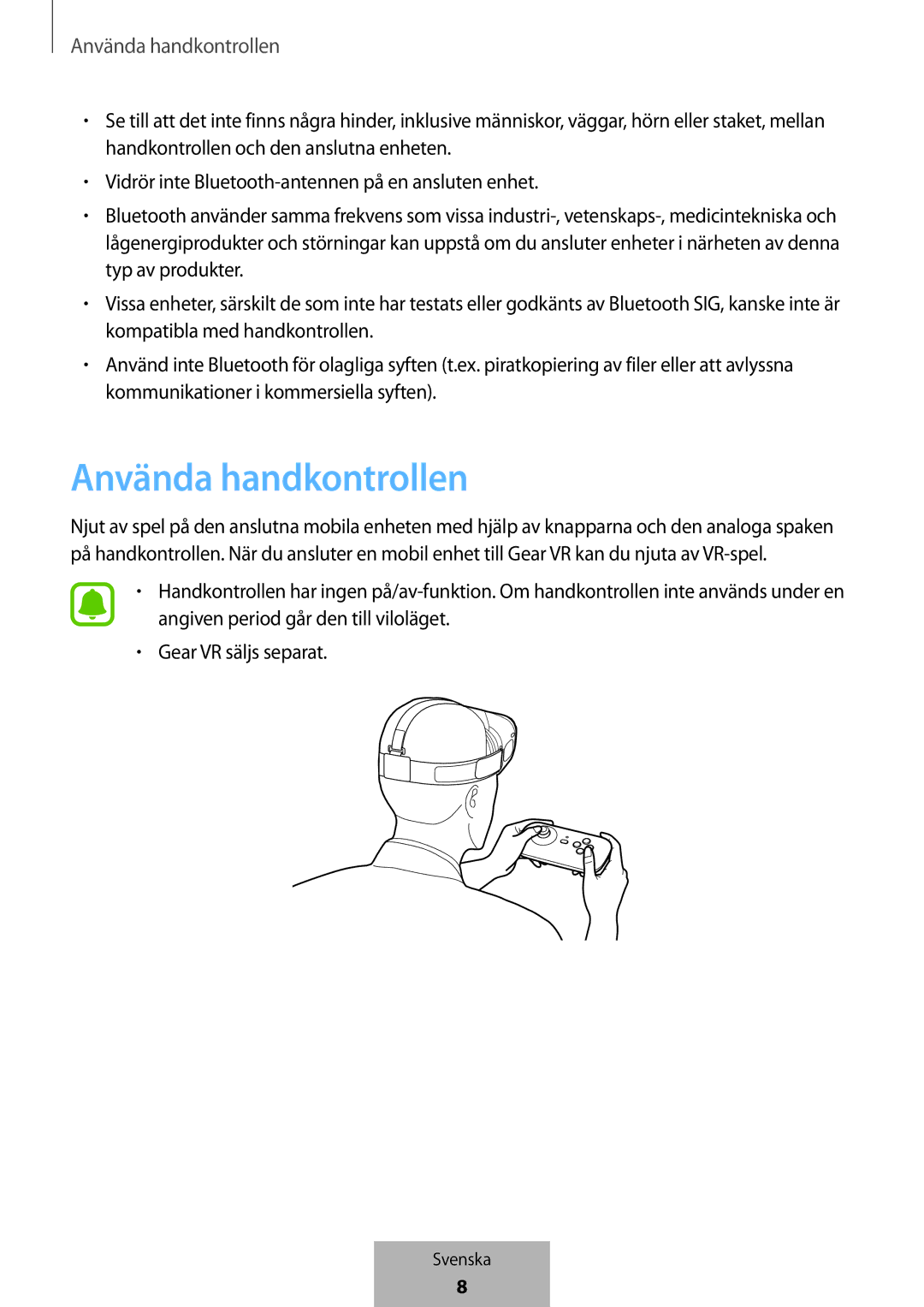 Samsung EI-YP322BBEGWW manual Använda handkontrollen 