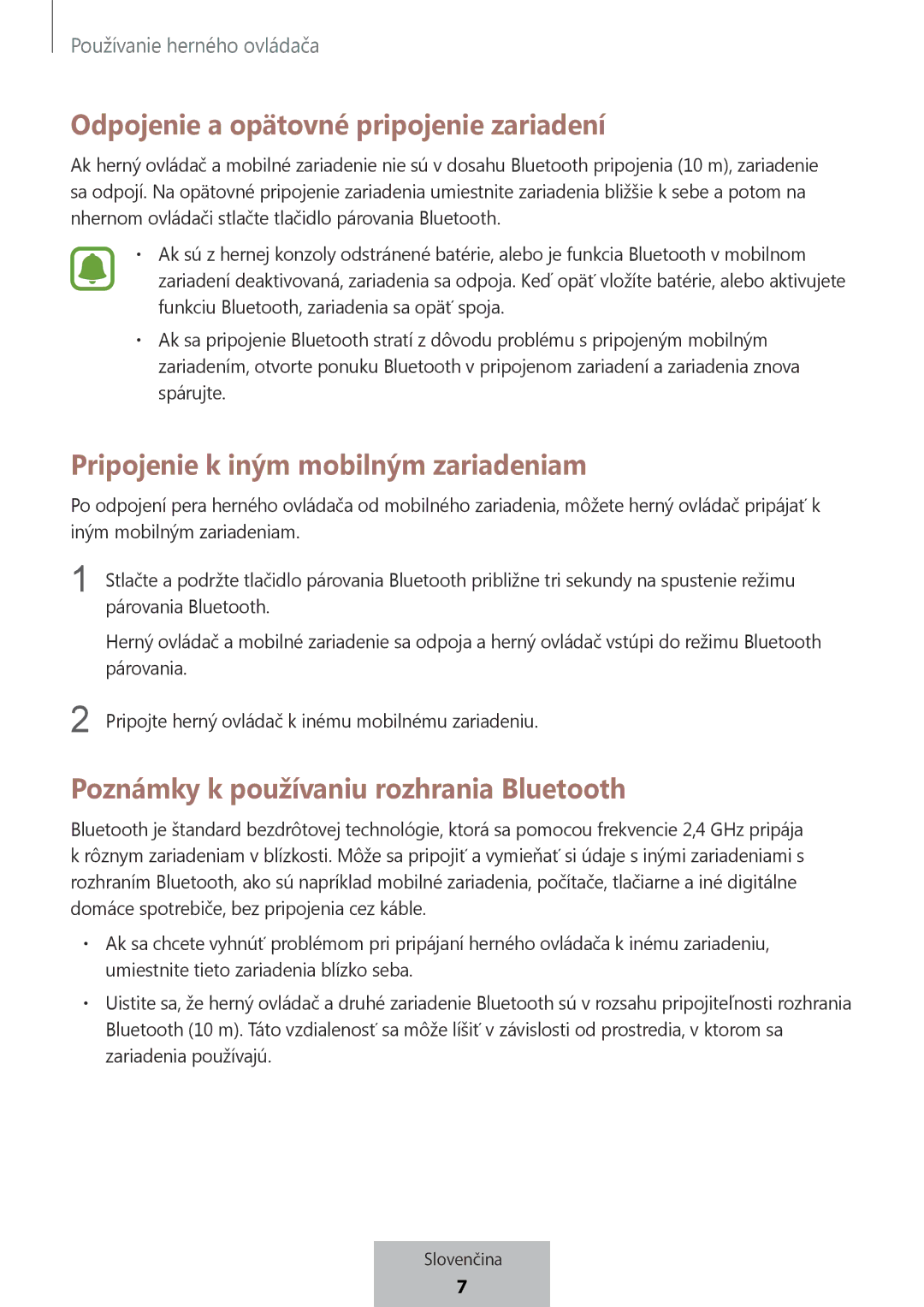 Samsung EI-YP322BBEGWW manual Odpojenie a opätovné pripojenie zariadení 