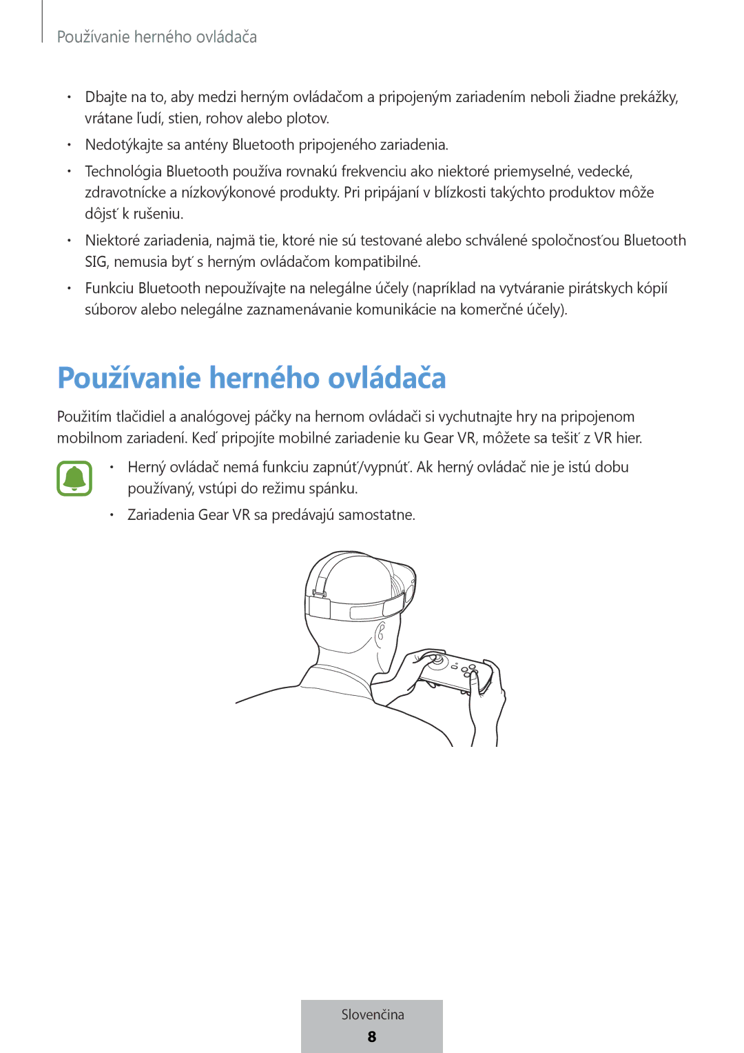 Samsung EI-YP322BBEGWW manual Používanie herného ovládača 